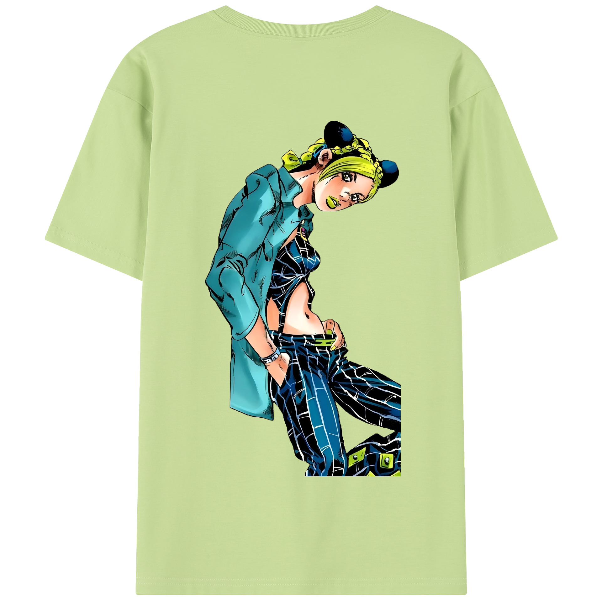 （画像用） "ジョジョの奇妙な冒険 くうじょう ジョリーン JoJo's Bizarre Adventure Jolyne Cujoh " 綿100％半袖Tシャツ（背面プリント）